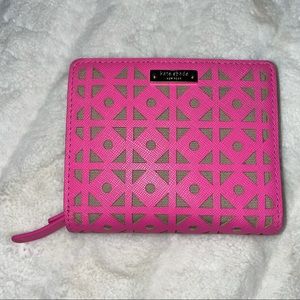 Kate Spade bright pink bi-fold zip around wallet